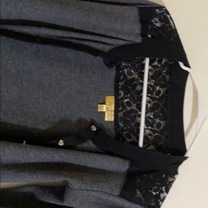 Cardigan charcoal/black/lace silver heart buttons